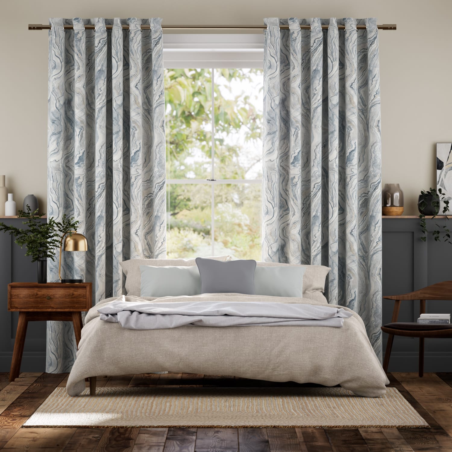 Abelia Blue Quartz Curtains