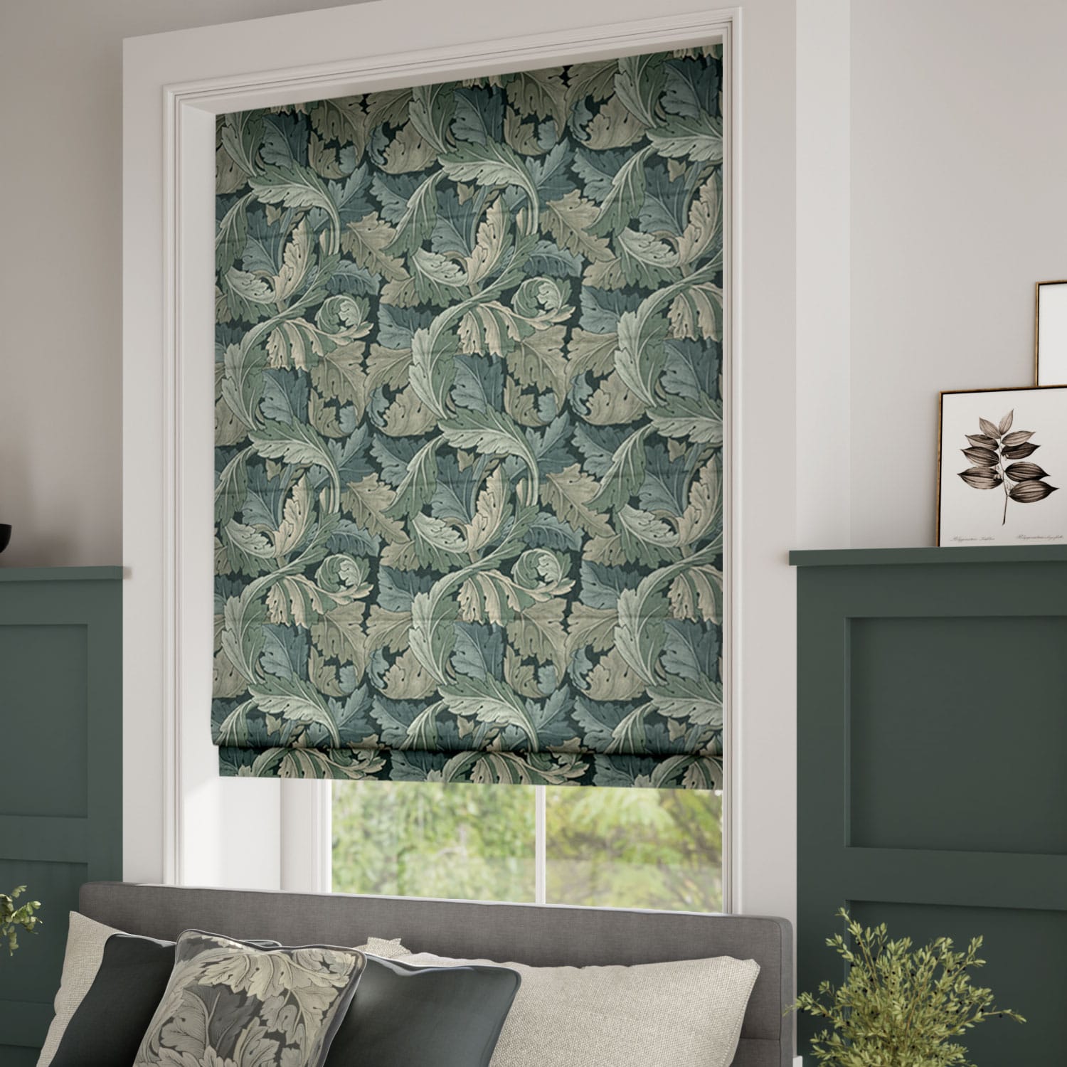 William Morris Hyacinth Natural Roman Blind