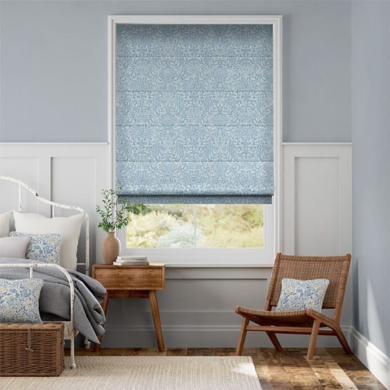 William Morris Acorn Soft Blue Roman Blind