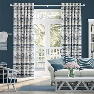 Aguas Linen Splash Blue Curtains thumbnail image