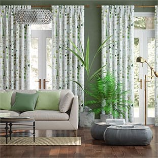 Alyssa Linen Leaf Green Curtains thumbnail image