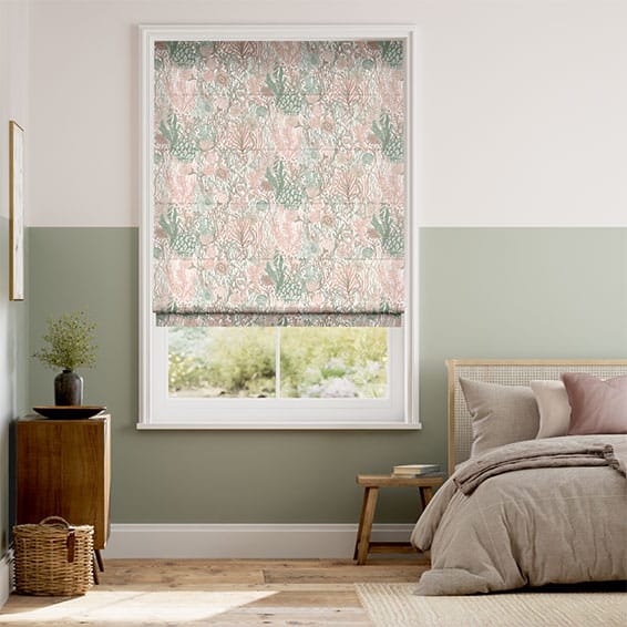 Anemone Blush Sage Roman Blind