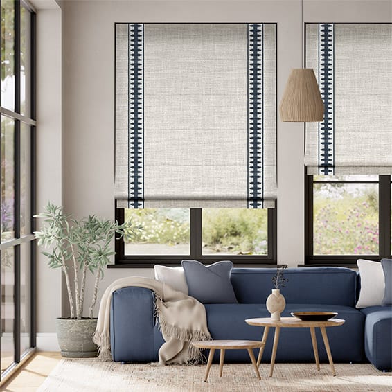 Arlo Oatmeal & Ascott Indigo Roman Blind