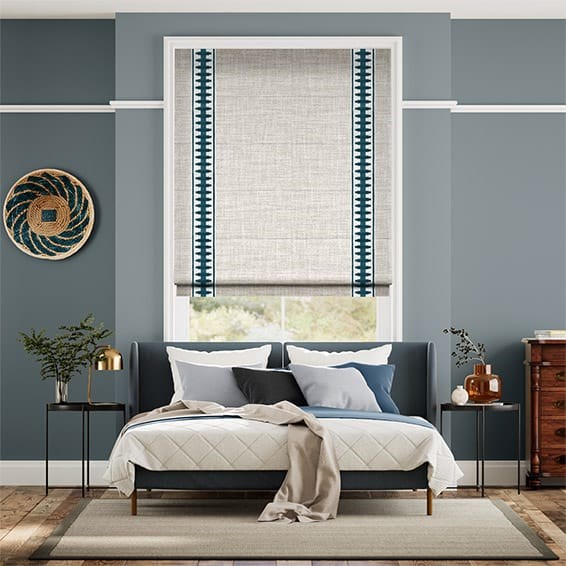 Arlo Oatmeal & Ascott Teal Roman Blind