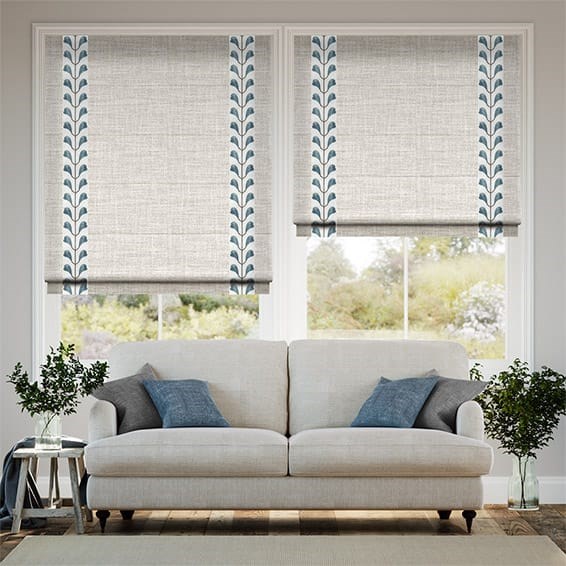 Arlo Oatmeal & Chatsworth Cornflower Roman Blind