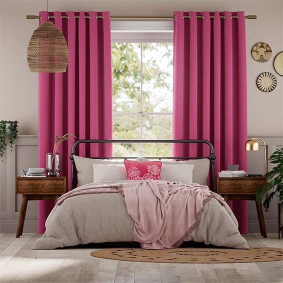 Bijou Linen Magenta Curtains