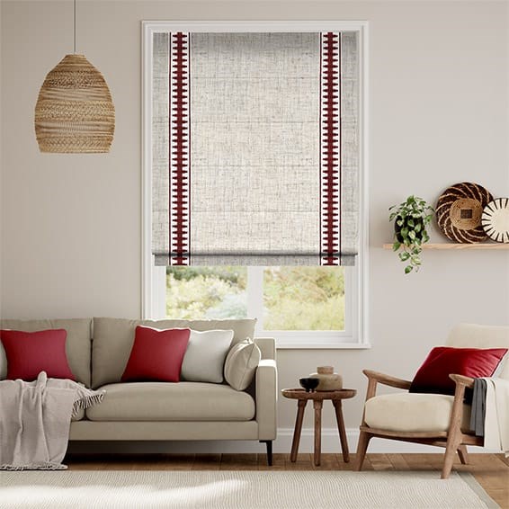 Bijou Linen Oatmeal & Ascott Rouge Roman Blind