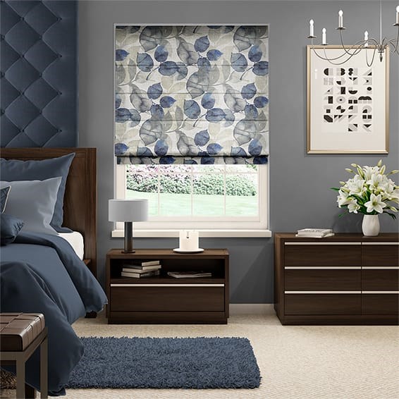 Blakely Faux Silk Indigo Roman Blind