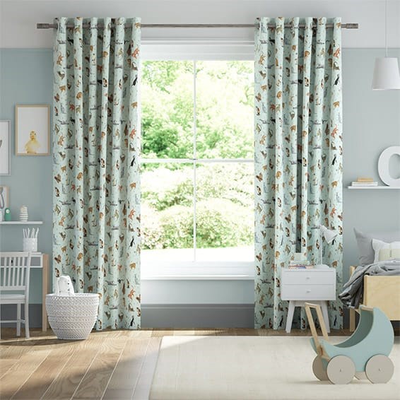 Blue Cats Duck Egg Curtains