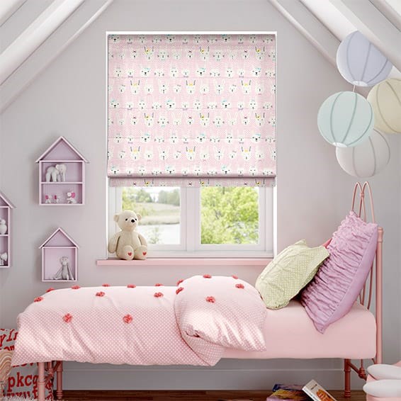 Bunnies Polka Pink Roman Blind