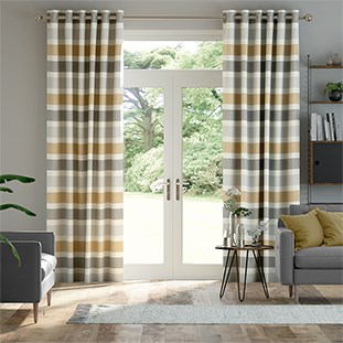 Cardigan Stripe Linen Flax Grey Curtains thumbnail image