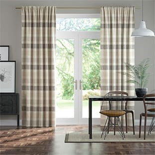 Cardigan Stripe Linen Stone Curtains thumbnail image