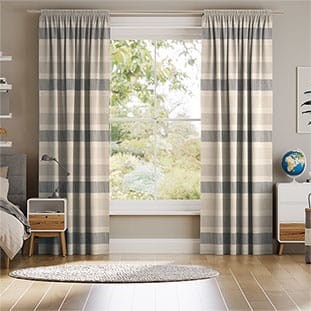 Cardigan Stripe Linen Stone Curtains thumbnail image