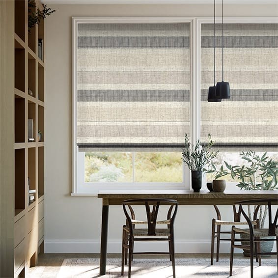 Cardigan Stripe Linen Stone Roman Blind