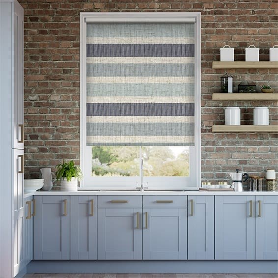 Choices Cardigan Stripe Linen Blue Horizon Roller Blind