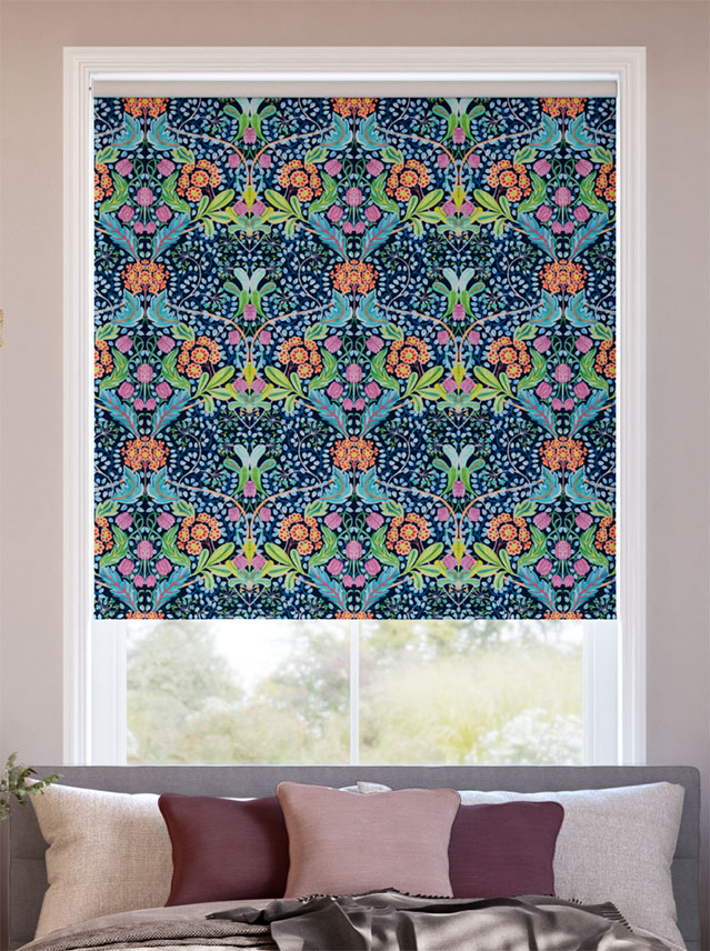 Twist2Fit Elm House Nighttime Blue Roller Blind thumbnail image