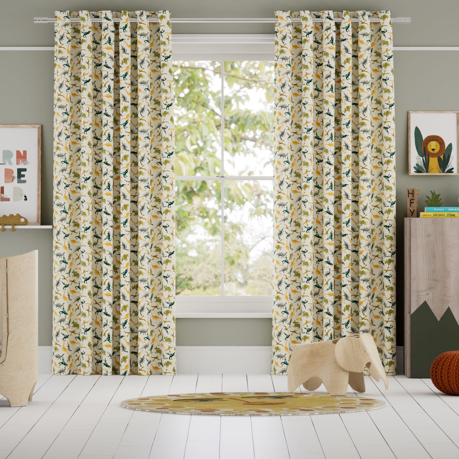 Dinosaurs Green Curtains thumbnail image