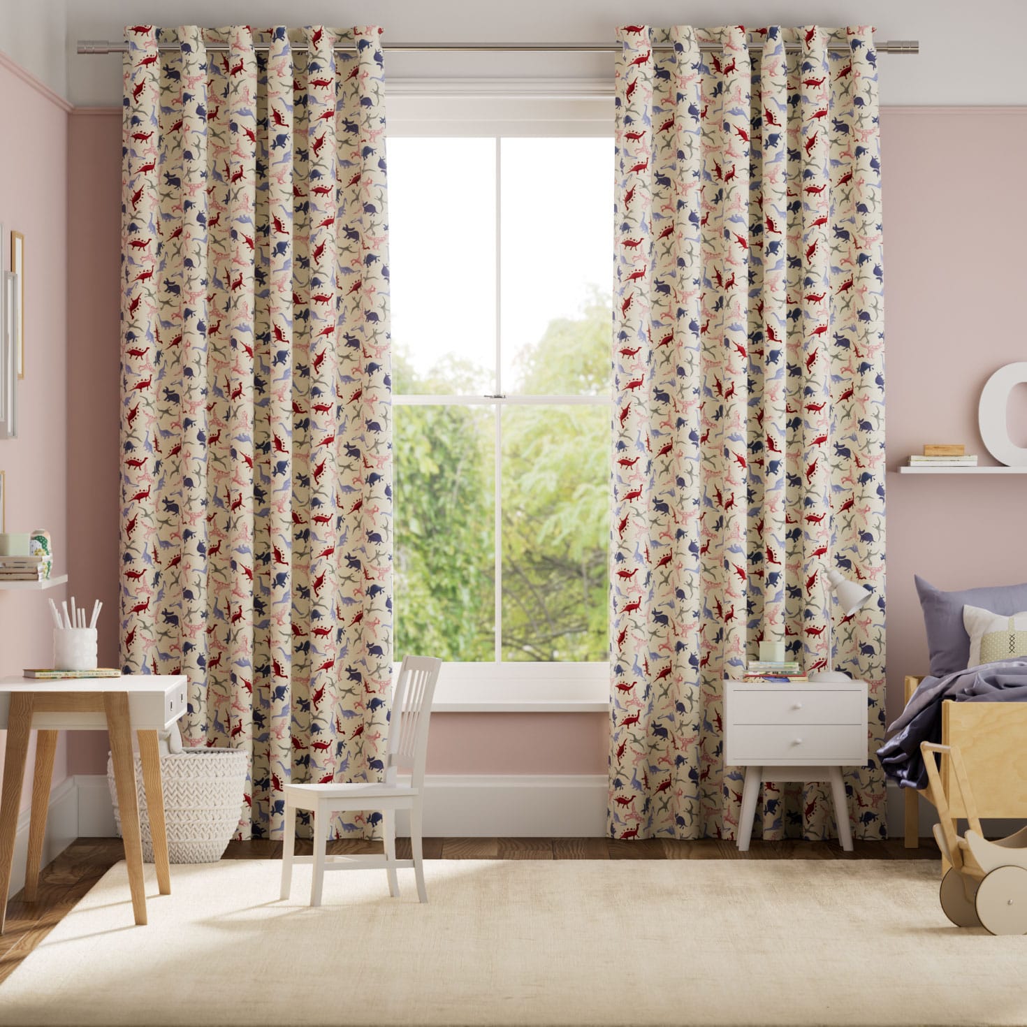 Dinosaurs Pink Curtains thumbnail image