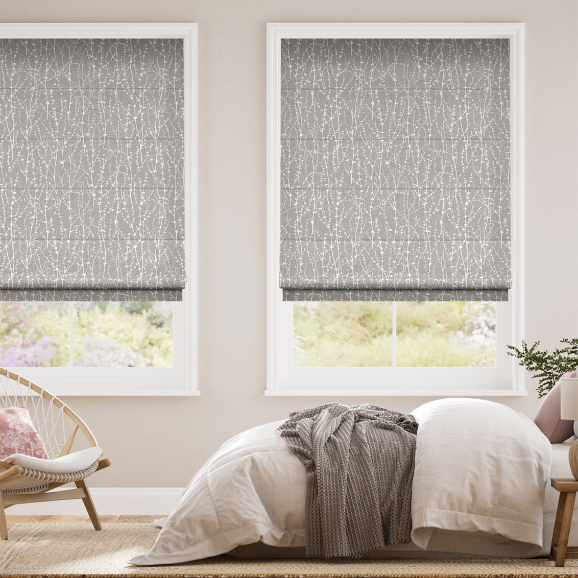 Dockleaf Dove Grey Roman Blind