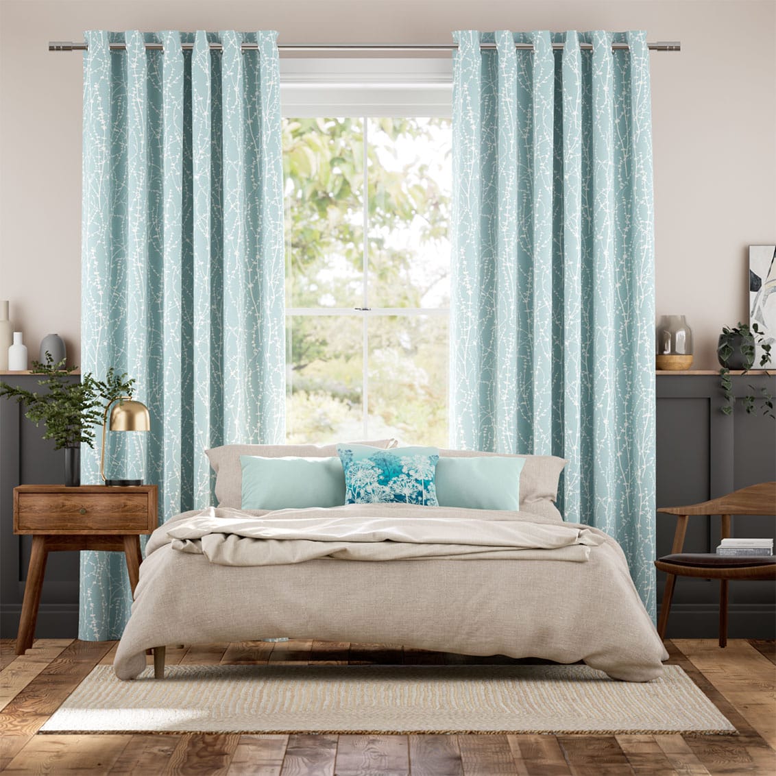 Dockleaf Sky Blue Curtains