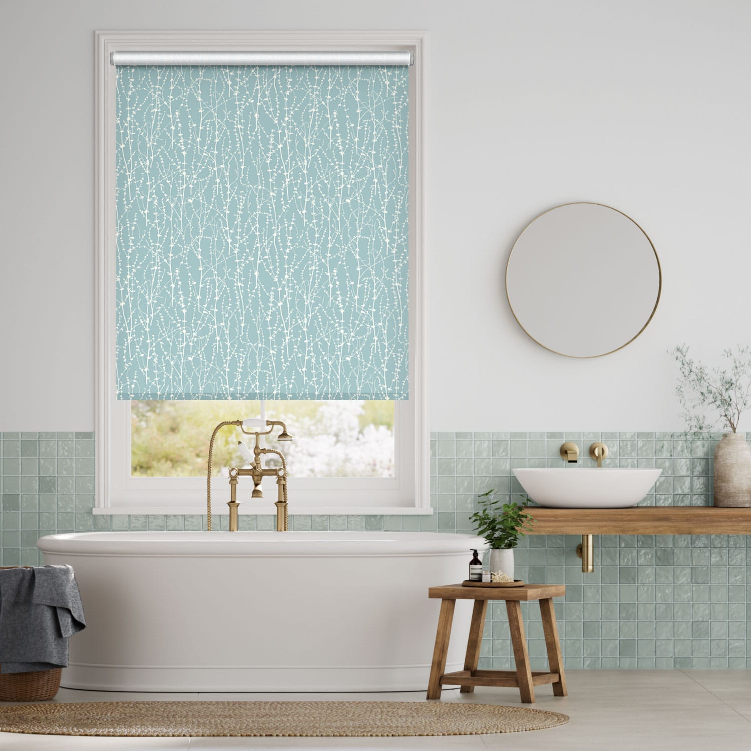 Dockleaf Sky Blue Roller Blind