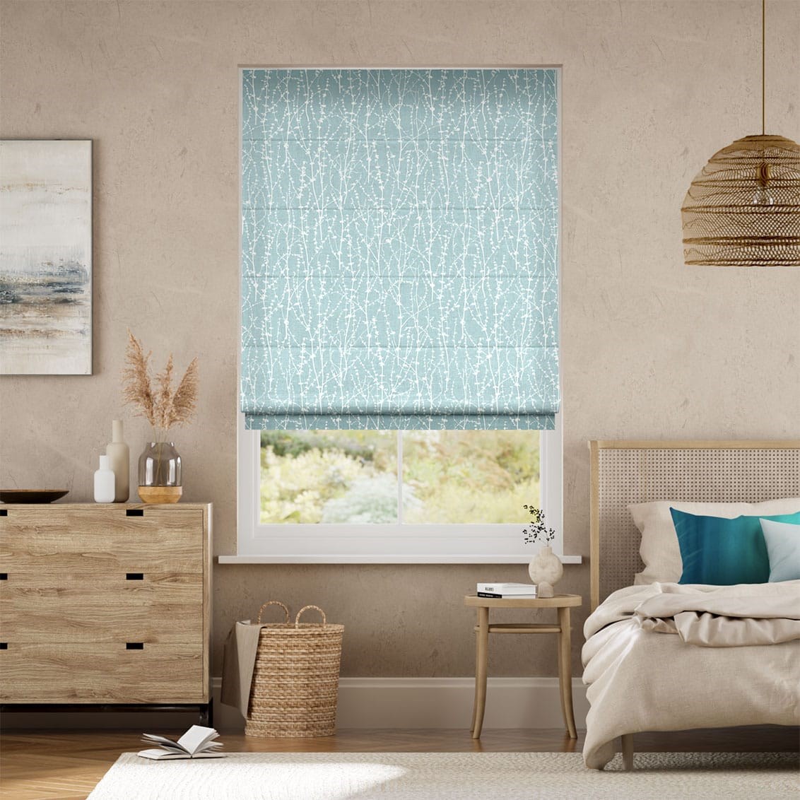 Dockleaf Sky Blue Roman Blind