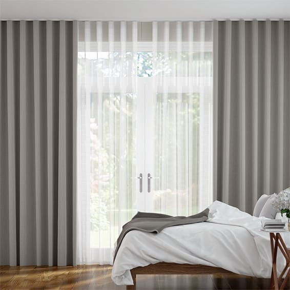 Double S-Fold Arcadia Pearl Grey & Cloud Curtains