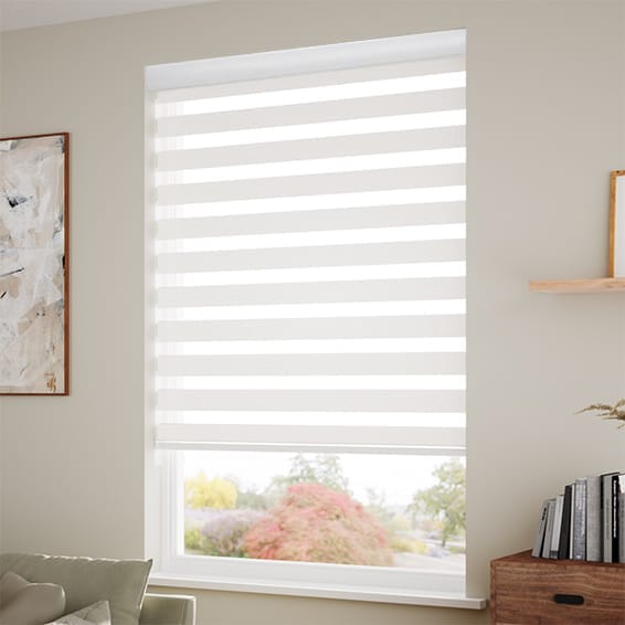 Enjoy Luxe Pearl White Zebra Roller Blind | Blinds Online™