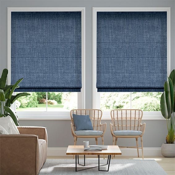 Eternity Linen Whale Blue Roman Blind