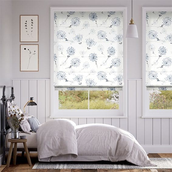 Floral Breeze Bluegrey Roman Blind