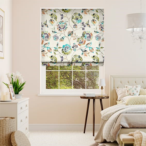 Floral Ink Violet Roman Blind