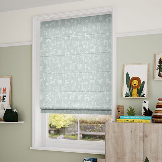 Funky Jungle Mini Duck Egg Roman Blind | Blinds Online™