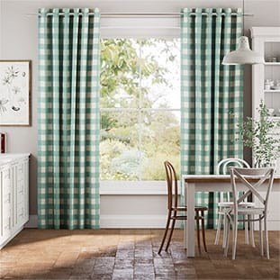 Hudson Gingham Aqua Curtains thumbnail image