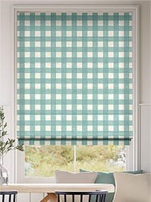 Hudson Gingham Aqua Roman Blind thumbnail image