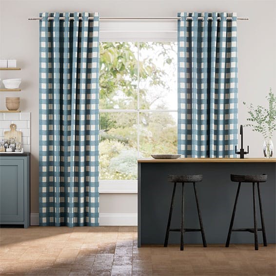 Hudson Gingham Denim Curtains