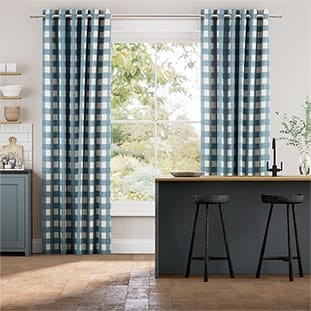 Hudson Gingham Denim Curtains thumbnail image