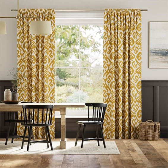 Ikat Damask Deep Ochre Curtains