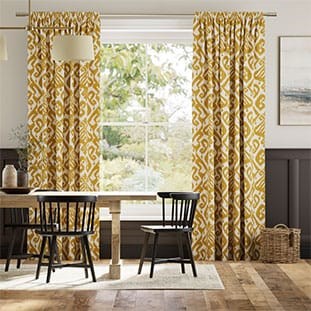 Ikat Damask Deep Ochre Curtains thumbnail image