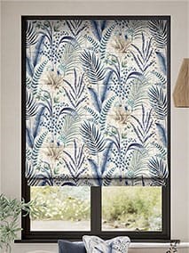 Inky Botanical Blue Stone Roman Blind thumbnail image