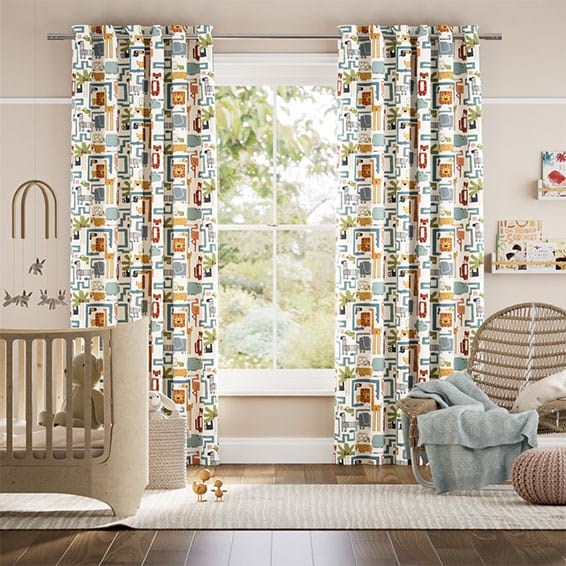 Jungle Jiggle Denim Multi Curtains