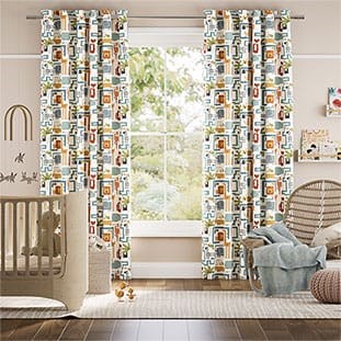 Jungle Jiggle Denim Multi Curtains thumbnail image