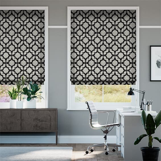 Lattice Black Roman Blind