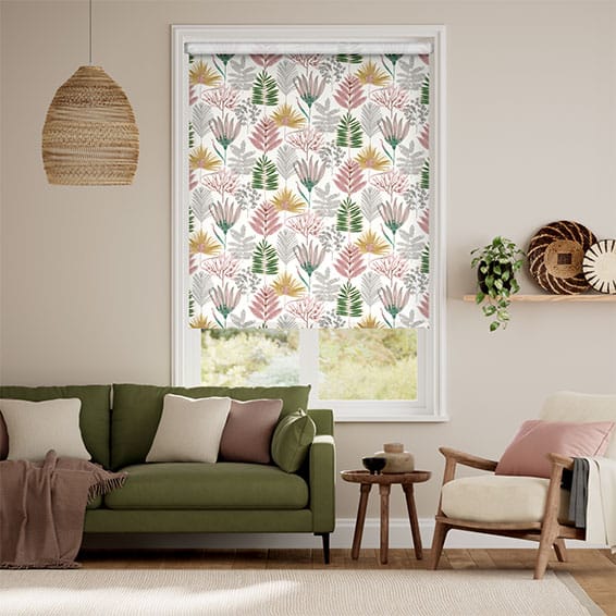 Layered Leaves Blush Ochre Roller Blind