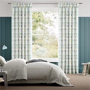 Leaf Stripe Aqua Curtains thumbnail image