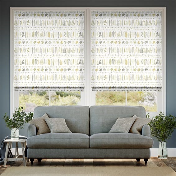 Leaf Stripe Natural And Grey  Roman Blind