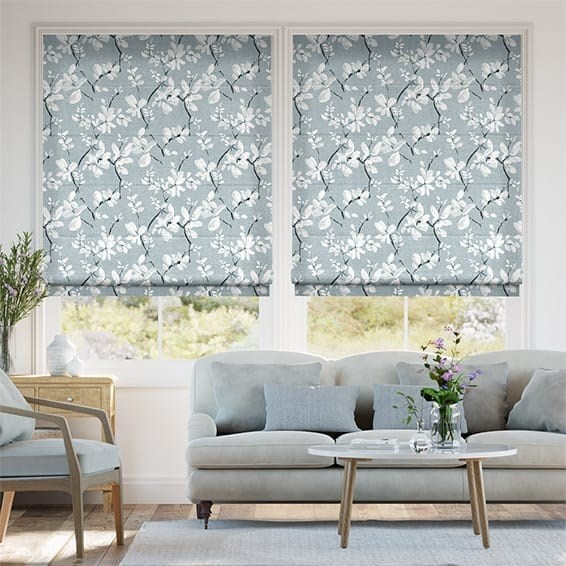 Madelyn Linen Blue Mist Roman Blind