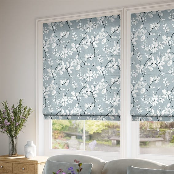 Madelyn Linen Blue Mist Roman Blind | Blinds Online™