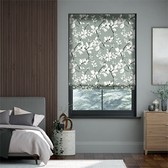 Madelyn Velvet Noir Grey Roman Blind