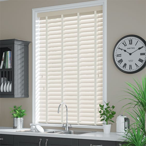 Metropolitan Almond & Dove Wooden Blind - 50mm Slat | Blinds Online™