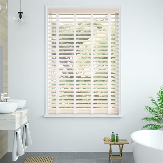 Metropolitan Almond & White Wooden Blind - 63mm Slat